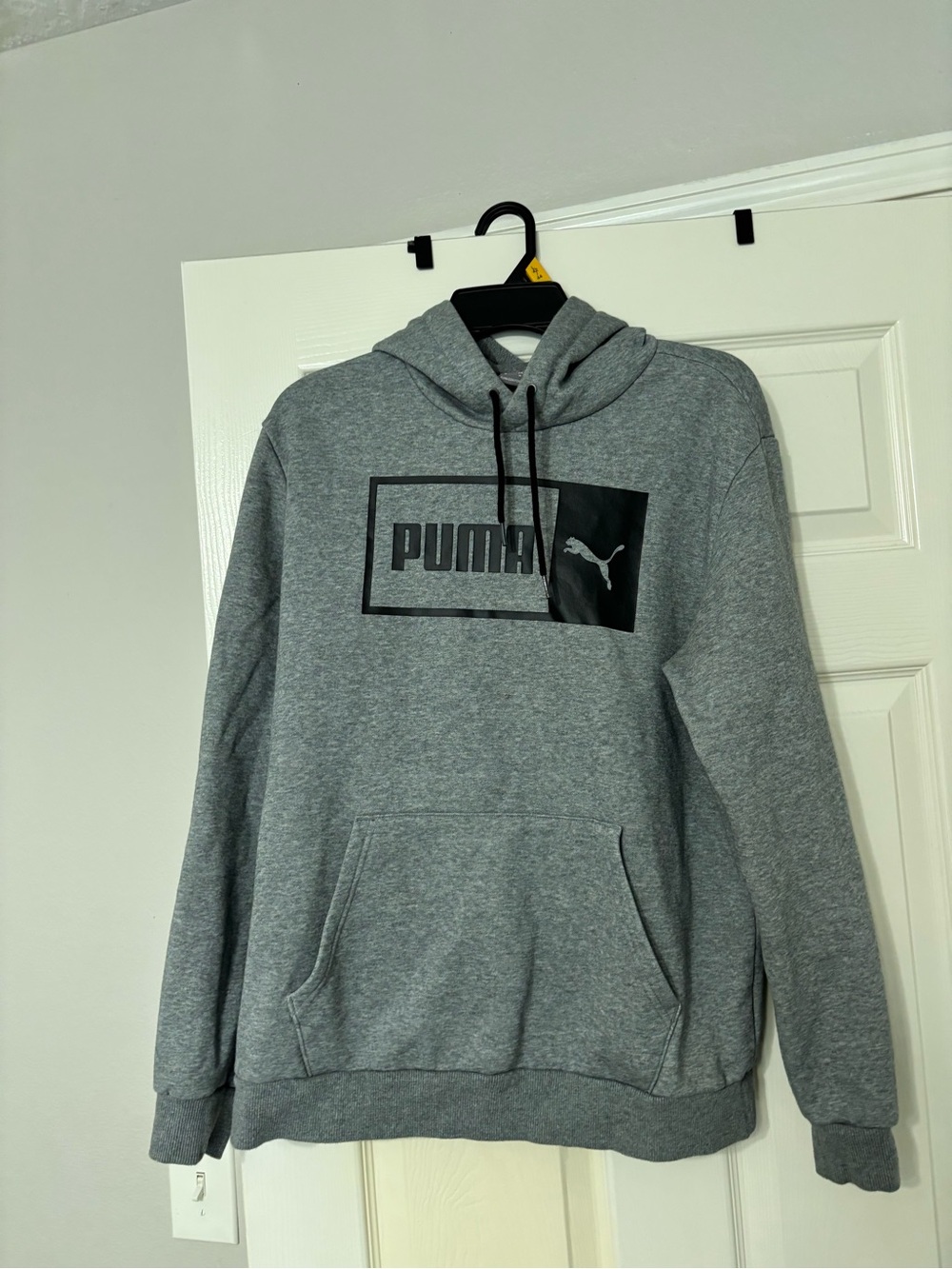 Puma Gray Pullover Hoodie with Black Logo Panel